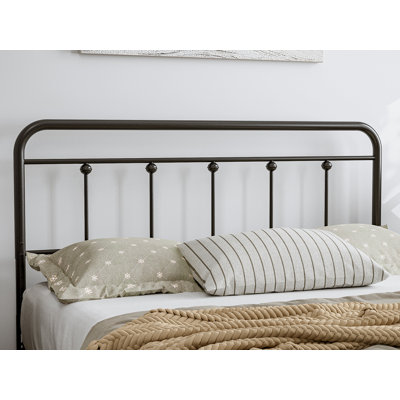 August Grove® Metal Queen Size Headboard, Adjustable Height, Farmhouse Victorian Style, Steel Headboard Only For Bedroom, Easy Assembly, Black