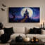 Maison hantée sous la pleine lune avec arbre tordu - Toile murale d'Halloween-1036427607