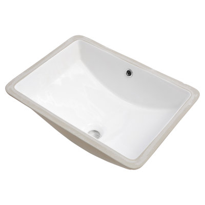 Lavabo de salle de bain en céramique de porcelaine blanche Pure - Cuvette rectangulaire profonde avec trop-plein, acide, idéal pour le meuble-lavabo à faible absorption d'eau, décoration tendance