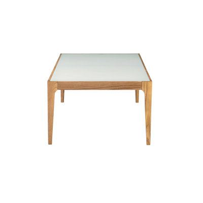 Table basse en bois naturel et verre givré - Plateau trempé facile à nettoyer pour salon moderne