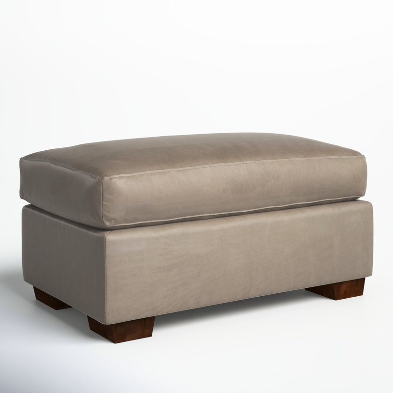 Cranbrook Upholstered Ottoman, Nantucket Stone Genuine Leather