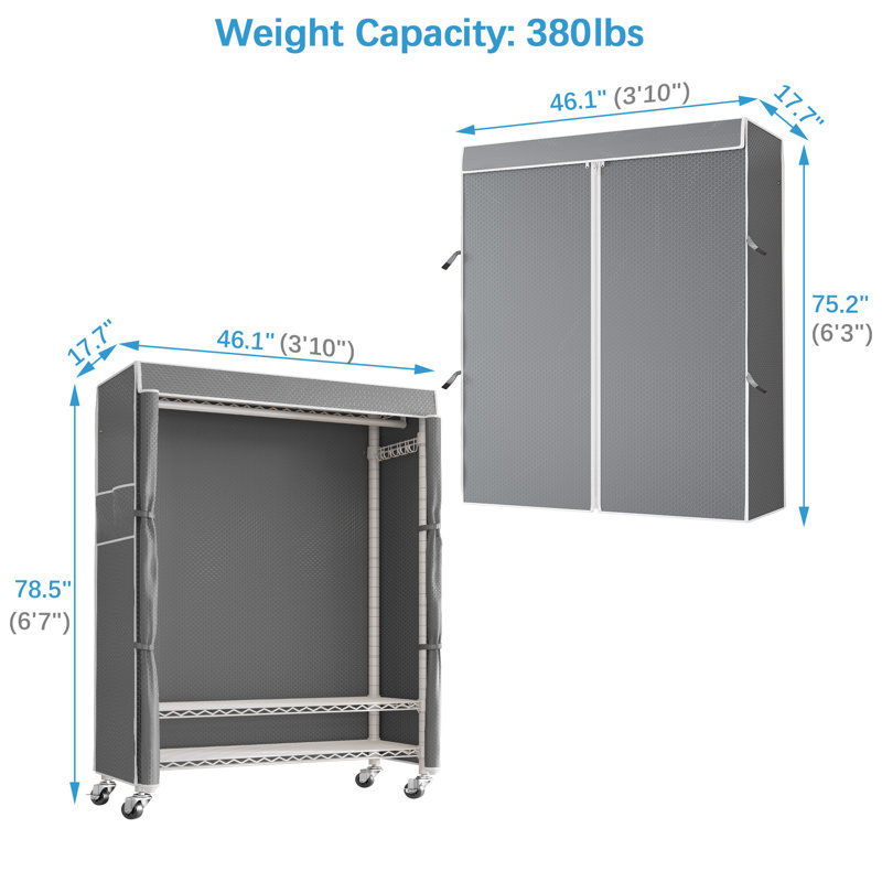 R1C Plus White Wire Garment Rack with Black Cover