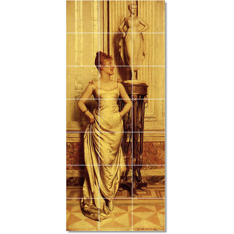 Carreau de céramique décorative 12,75 po x 29,75 po 4,25 po x 4,25 po, Frederic Soulacroix, femme, peinture W23166