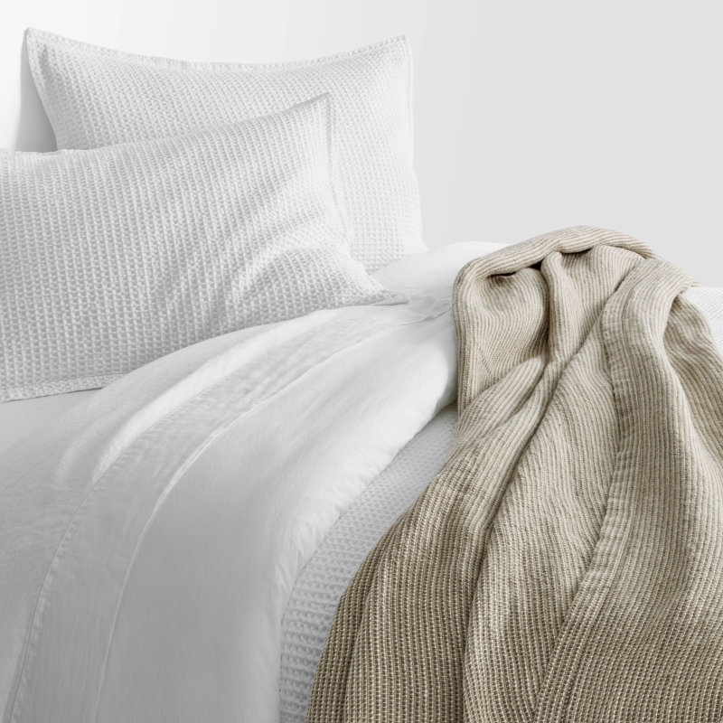 Marais Linen Throw in Beige, Beige