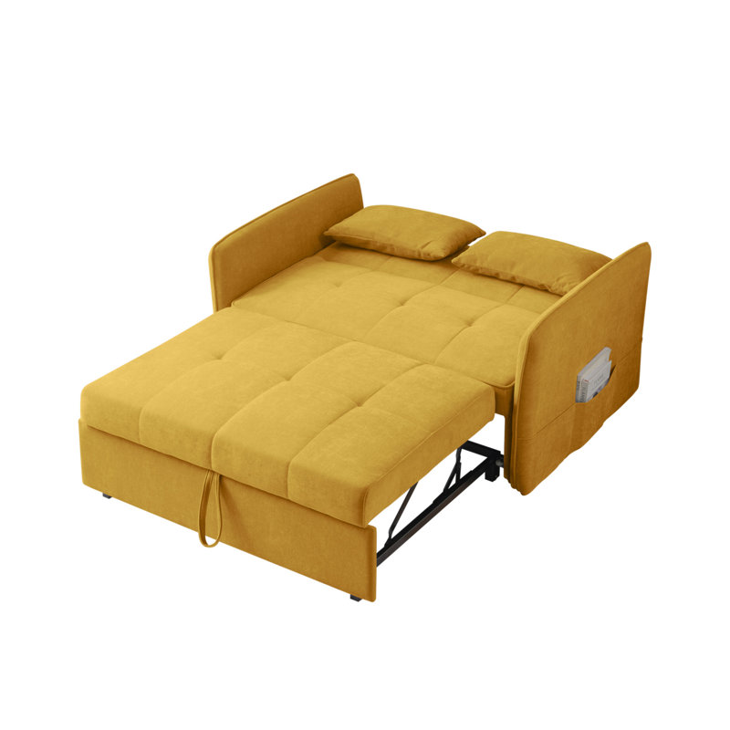 Canapé-lit à accoudoirs en chenille 53,5 po, Chenille jaune