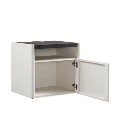 23'' Nightstand with Charging Station, Bedside Table with Storage and Open Shelves