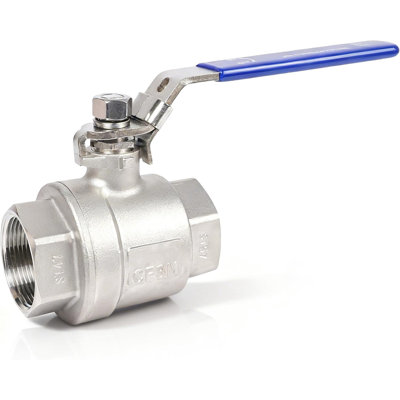 2 Inch Stainless Steel Ball Valve Full Port 2-Piece Heavy Duty Valve with Blue Vinyl Locking Handle, 1000 WOG