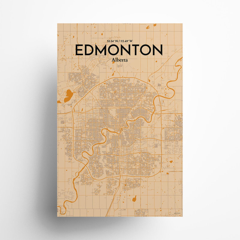 Edmonton City Map, impression, H 17 po x l 11 po