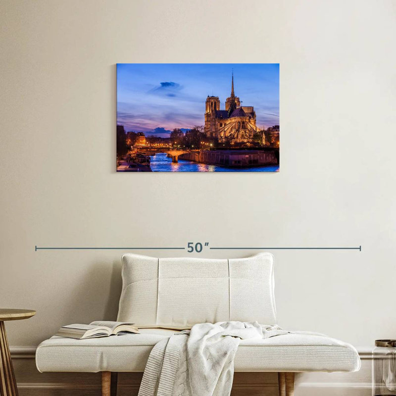 Kavia Notre Dame à Paris la nuit, H 20 po x l 30 po