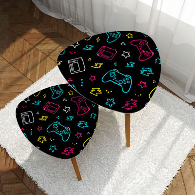 Triangle Nesting Coffee Table Set of 2 Gamer seamless Game controller download seamless Video game seamless End Table Modern Minimalist Side Table Set for Living Room Bedroom