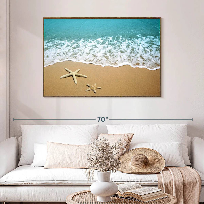 Étoile de mer, 46 po x 31 po, Cadre flottant noyer