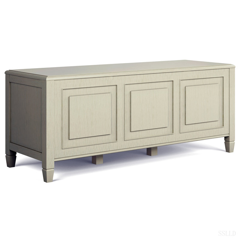 Coffre de rangement en bois massif de 51 po Connaught, Blanc, Blanc