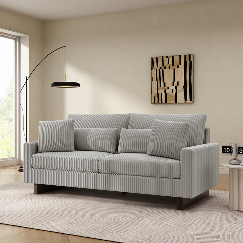 Canapé moderne avec causeuse 80,3 po et quatre coussins, Gris
