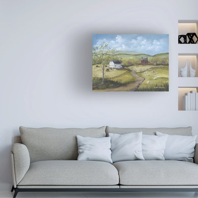 Art mural sur toile tendue - Barbara Jeffords «Farm with Red House», art mural pour salon, chambre à coucher ou bureau - 18 x 24
