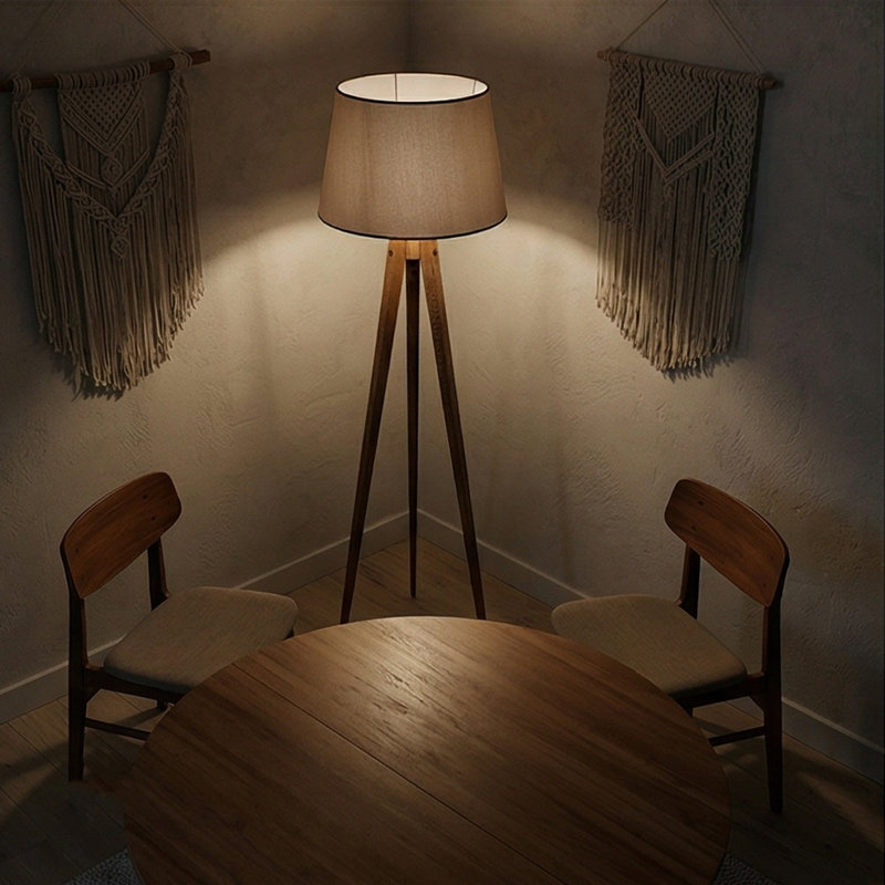 Lampe trépied 63 po Maquan, Naturel, Brun
