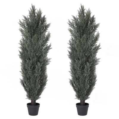 Detachable Artificial Green Cypress Tree Realistic Tall Faux Plant For Indoor And Outdoor Decoration 2Pcs/Set