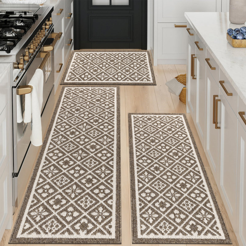 Machine Washable Non-Slip Kitchen Mat, Brown
