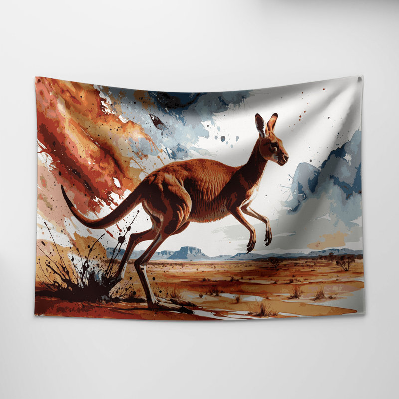 Tapisserie murale faune kangourou, 51 po x 60 po