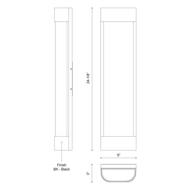 Moondew 1 - Light LED Outdoor Flush Mount, 31 W, 24" H x 6" W x 3" D