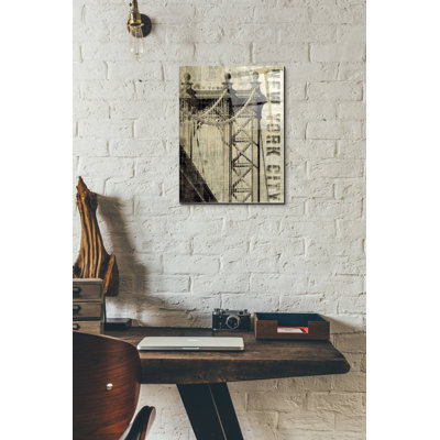 Vintage NY Manhattan Bridge' by Michael Mullan, Acrylic Glass Wall Art