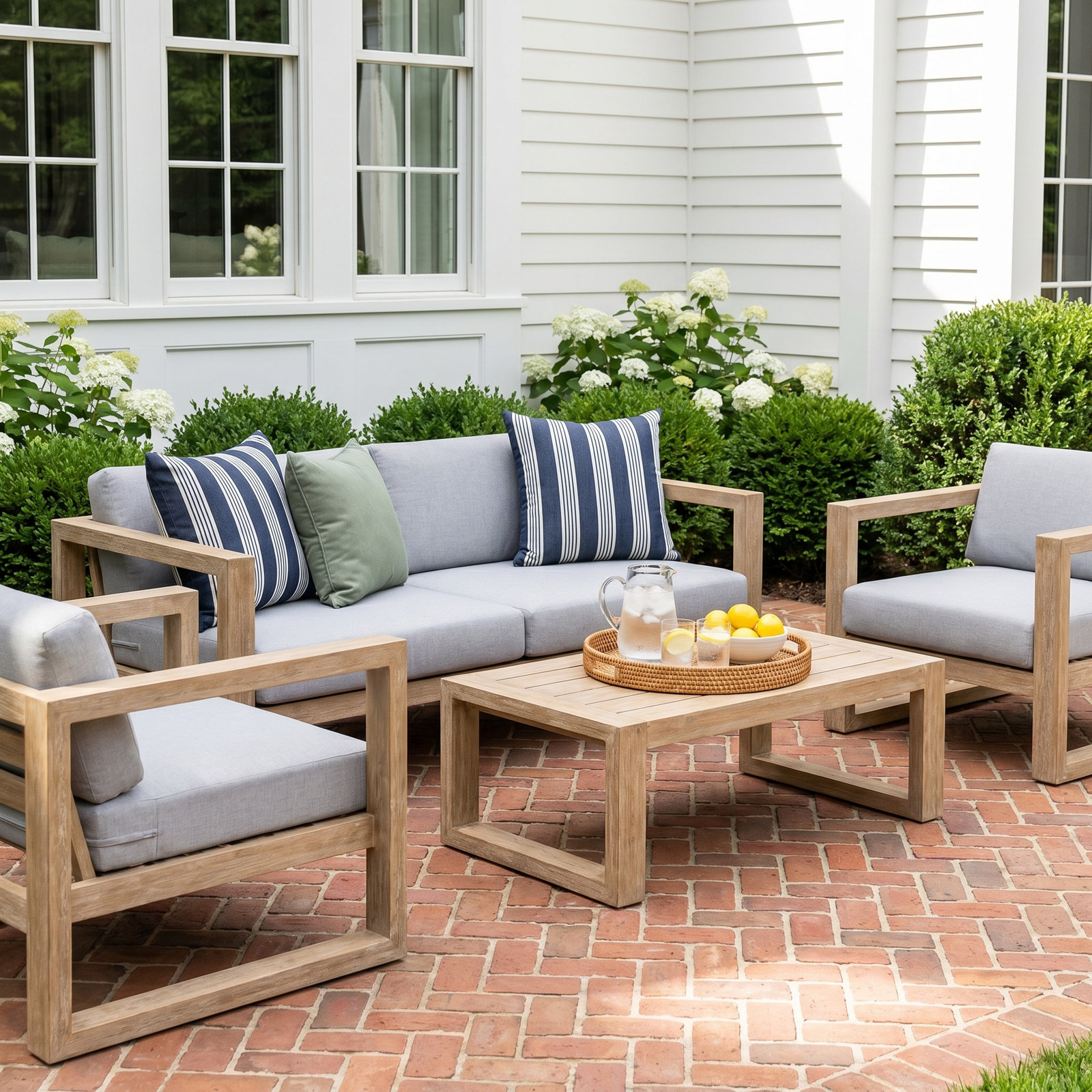 Ascend 5 - Person Eucalyptus Patio Seating Group, Brown