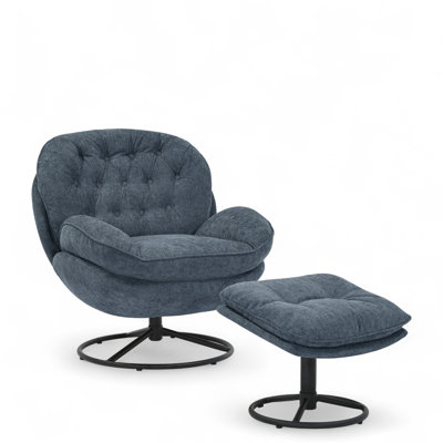 Azura Swivel Accent Chair with Footstool