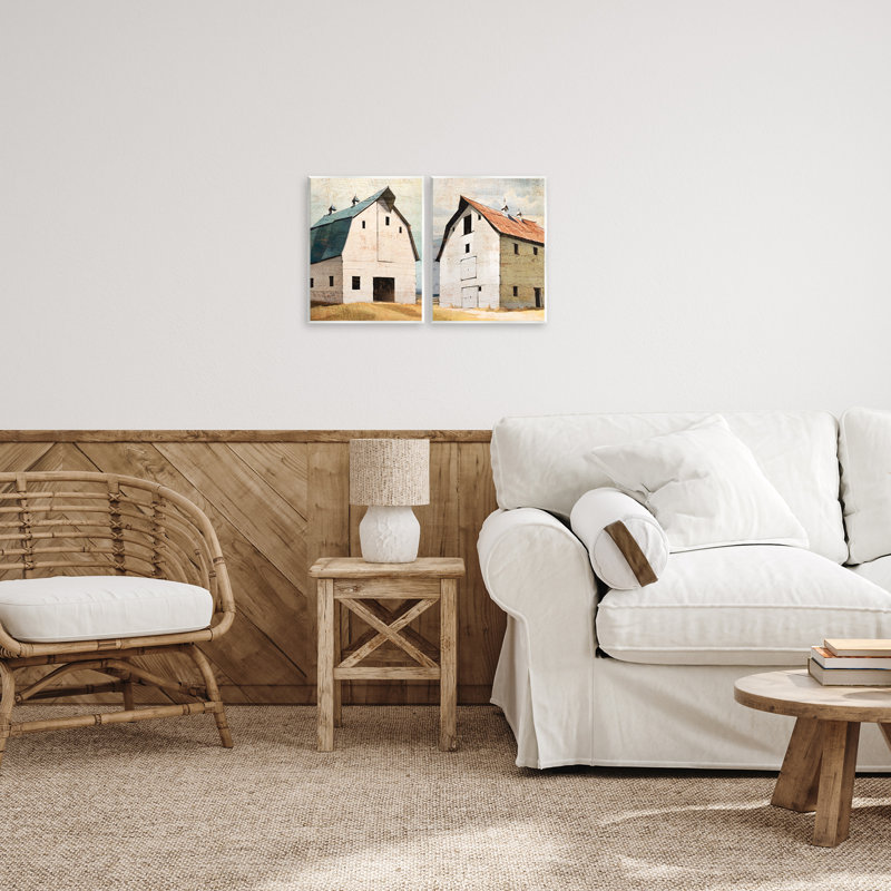 Ensemble de 2 plaques murales Rustic Big Barns, design par Susan Jill