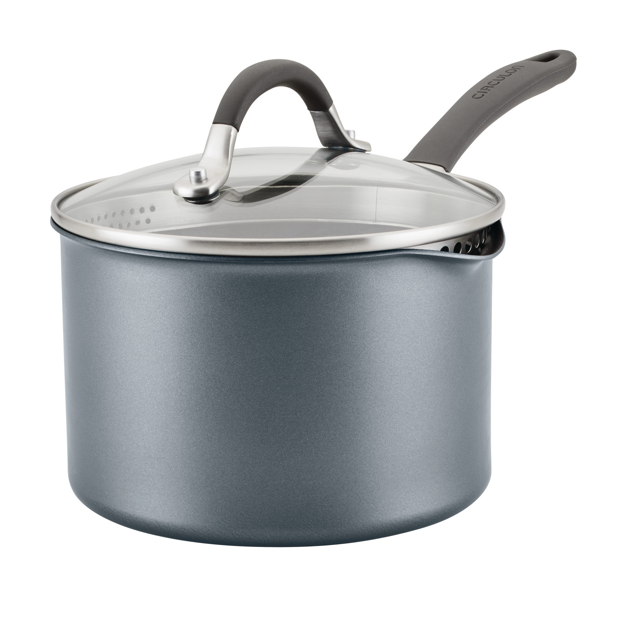 Circulon Premier Professional Hard Anodized Nonstick Induction Saucepot  with Side Handles and Lid, 4-Quart, Bronze 