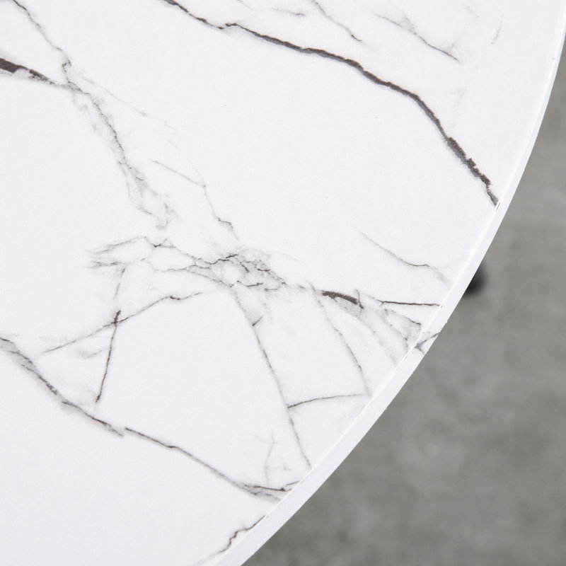 Bayer Round Metal Base Dining Table, White, White