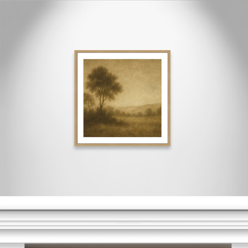 «Quiet Meadow II» par Fredrick Ashcroft, L 27,5 po x H 27,5 po, Matted Print, Naturel