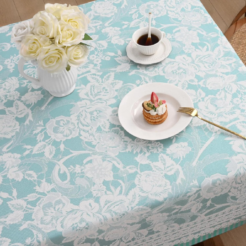 Nappe haute performance, Floral, Sarcelle, 70 po x 0,2 po
