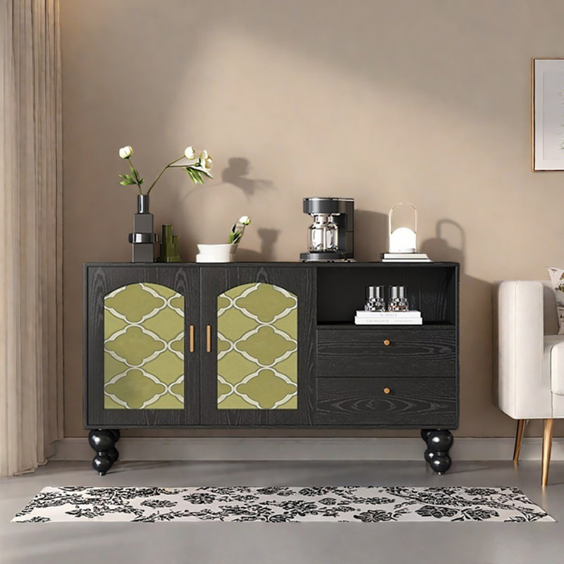 Buffet grande capacité 59,1 po, Noir/vert
