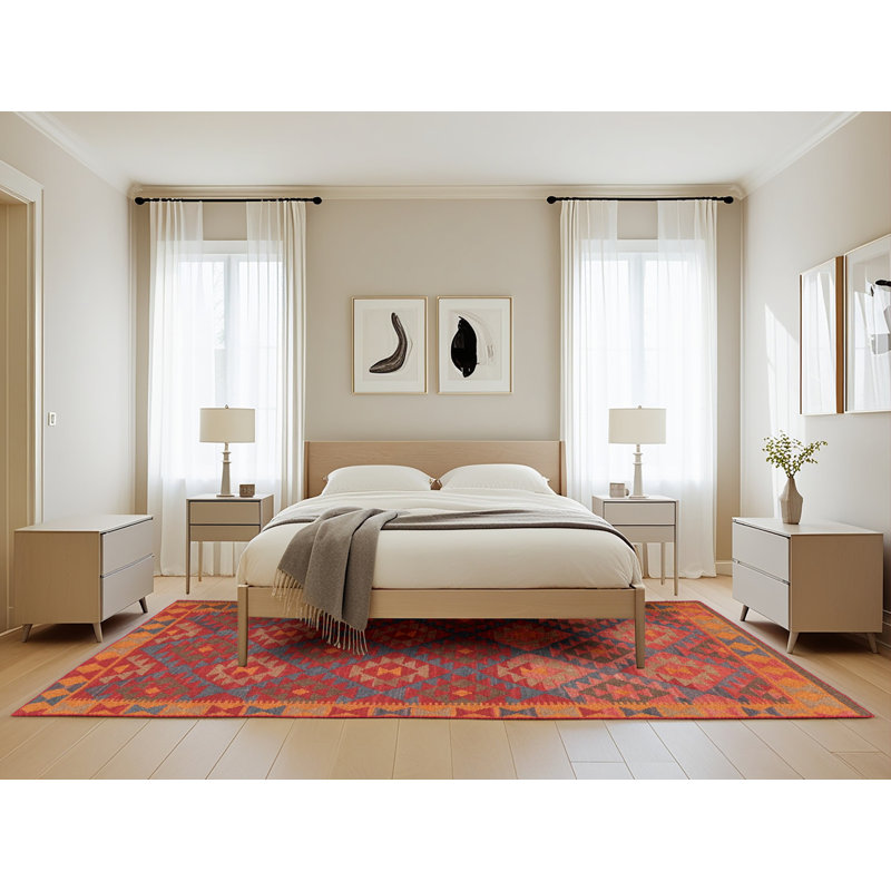 Tapis noir/orange/beige contemporain Neophytos, Rectangle 5 pi x 8 pi