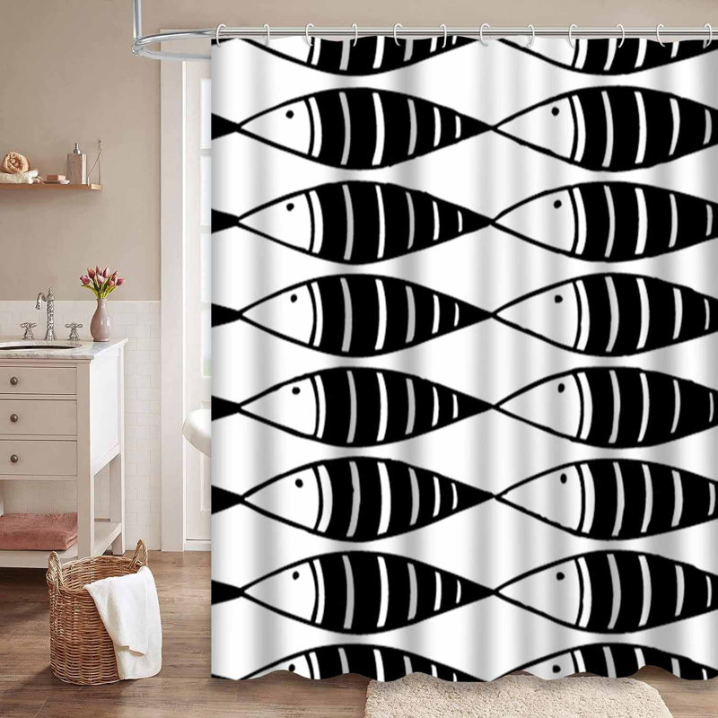 Rideau de douche noir avec 12 crochets, L 72 po x l 78 po
