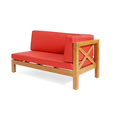 Red Bench With Wood - Water- Cushions For Outdoor Enjoyment Right Corner Bench, Construction And