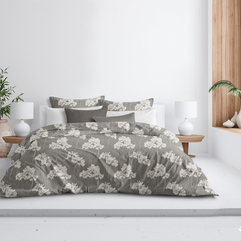 Ensemble d'édredon en coton 3 pièces Sunny Vale Mocha, Édredon pour grand lit + 2 taies décoratives sta