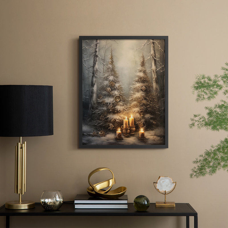 «Christmas Holiday Art Dxxxi», reproduction d'art encadrée - bois massif, Noir, noir, noir, noir, H 30 po x l 24 po