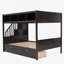 Lit superposé simple au-dessus d'un lit double avec tablettes, escalier de rangement et 2 tiroirs, espresso (VIEUX SKU: LT000228AAP-1)-680750573