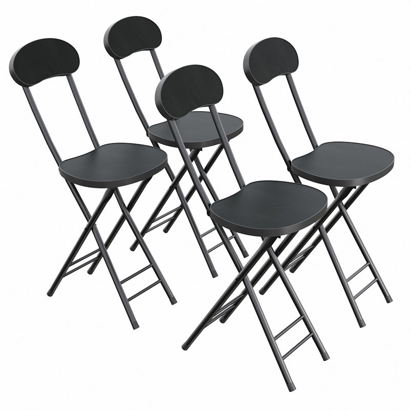 4pcs Portable and Foldable Dining Chairs, Black