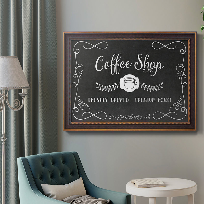 «Kees Coffee Shop», art textuel encadré sur toile, H 29 po x l 41 po x P 2,5 po