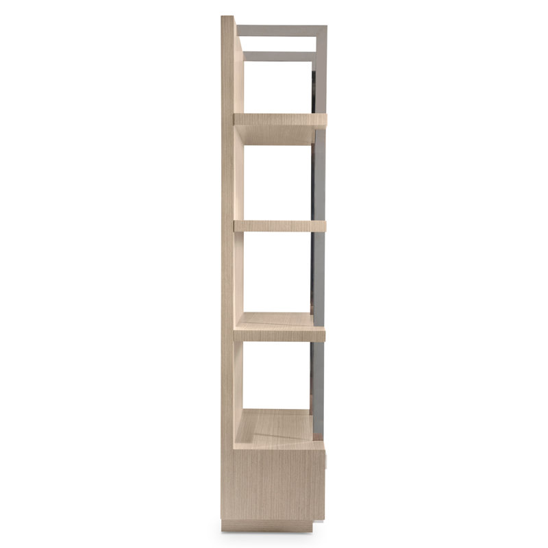 Sahara Brown Oak and Stainless Steel Etagere Bookcase