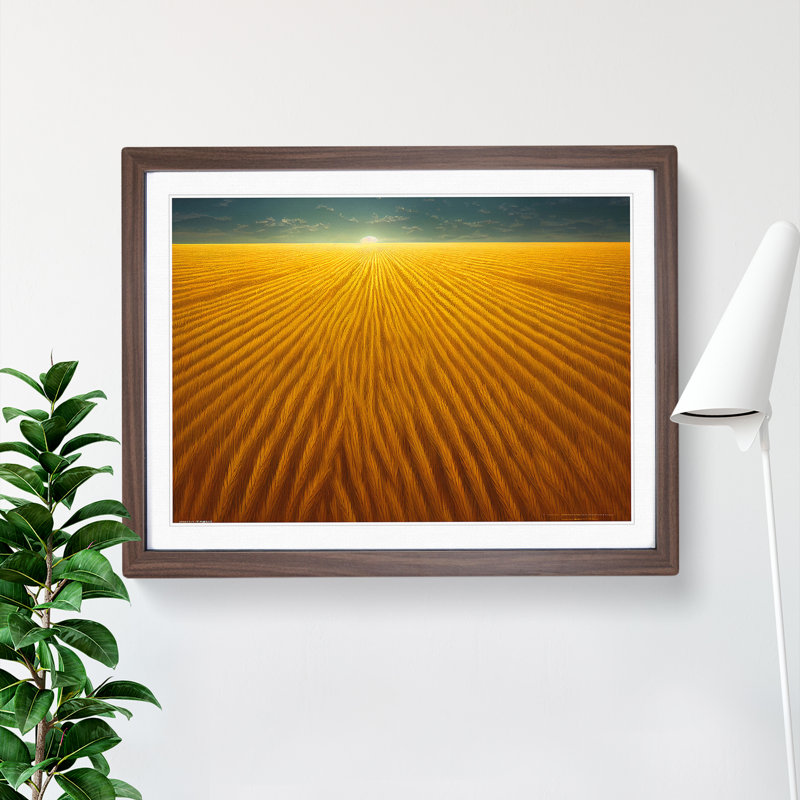 Expressive Wheat Field 1 Piece Single Picture Frame Wall Art, 46cm H x 64cm W x 2cm D, Walnut