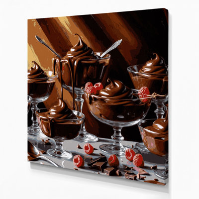 Desserts Chocolate pudding Brown Canvas Wall Art