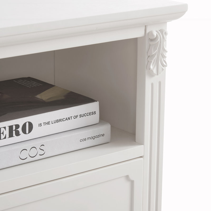Table de chevet 2 tiroirs, Blanc