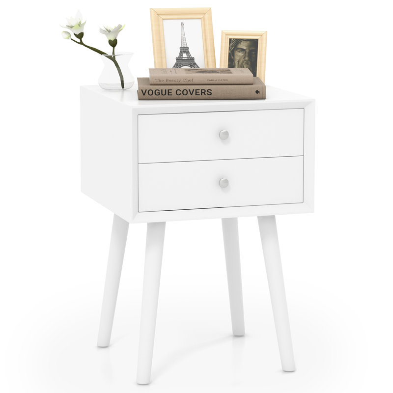 Islandia 40 cm W Bedside Table, White