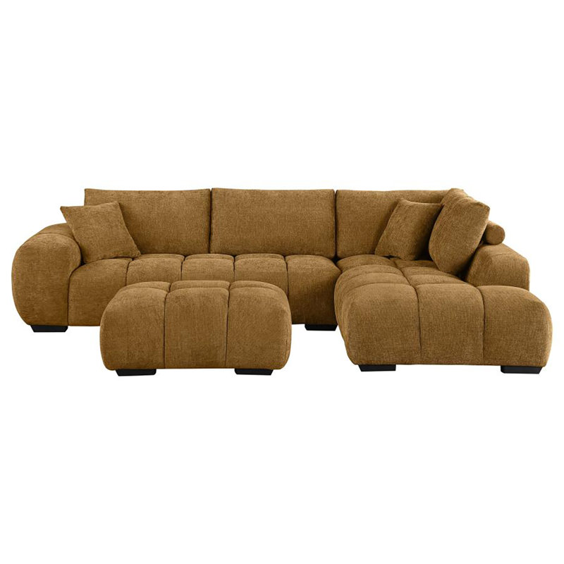Canapé modulaire avec repose-pieds Hodapp, Polyester ambre