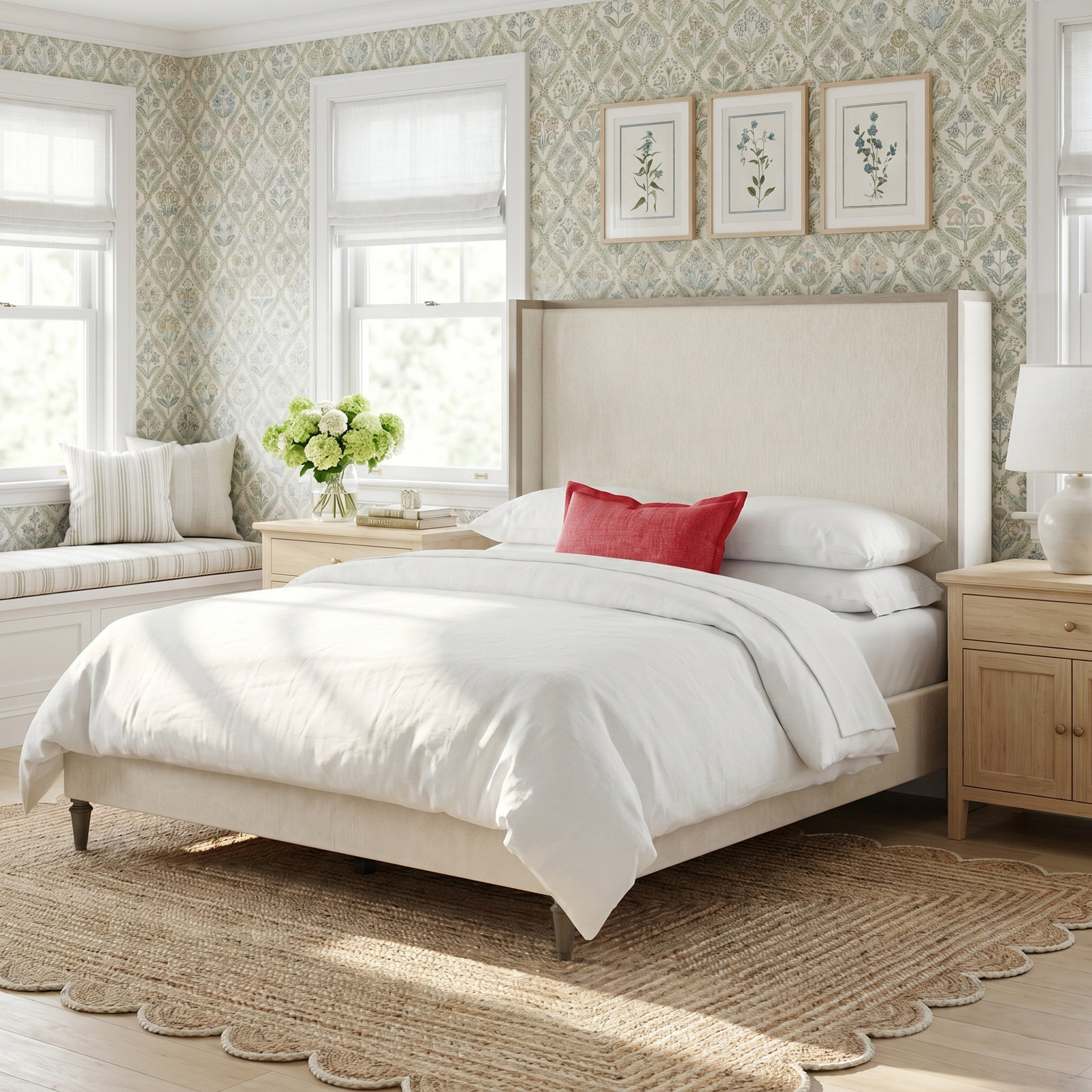 Dinora Wingback Bed, Queen