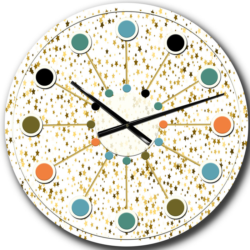 Golden Glitter Confetti - horloge murale Mid-Century moderne, Grand