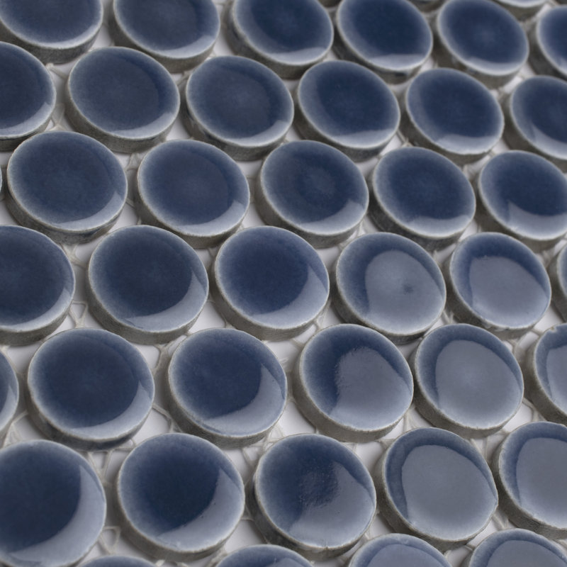 Hudson Penny Round .80" x .80" Porcelain Penny Round Mosaic Wall & Floor Tile, Denim Blue