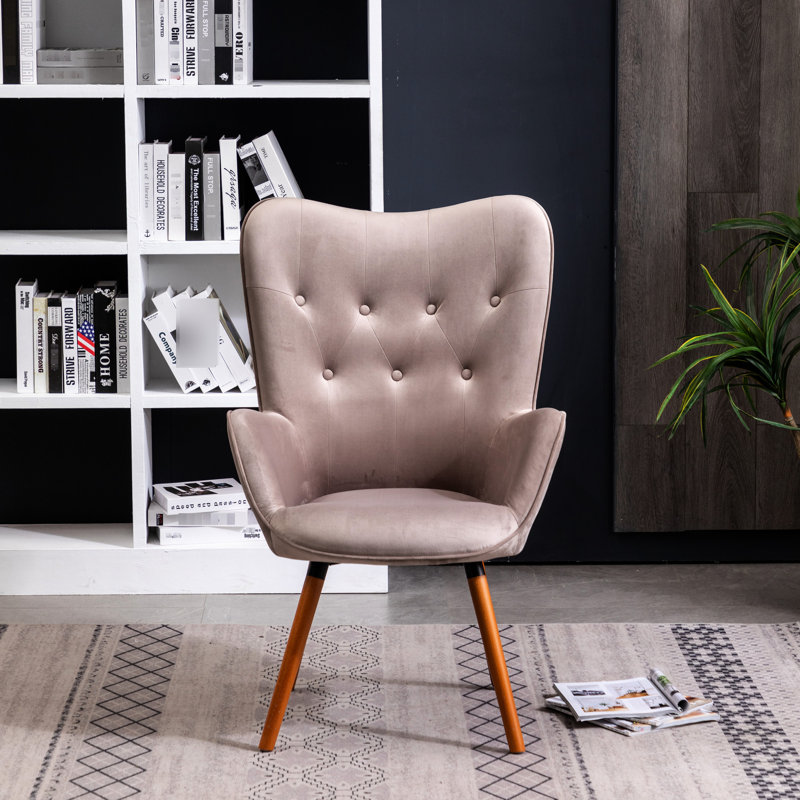 Fauteuil en velours soyeux brun chocolat foncé - Pieds en bois massif, dossier de couleur confort, fabrication, Chocolat